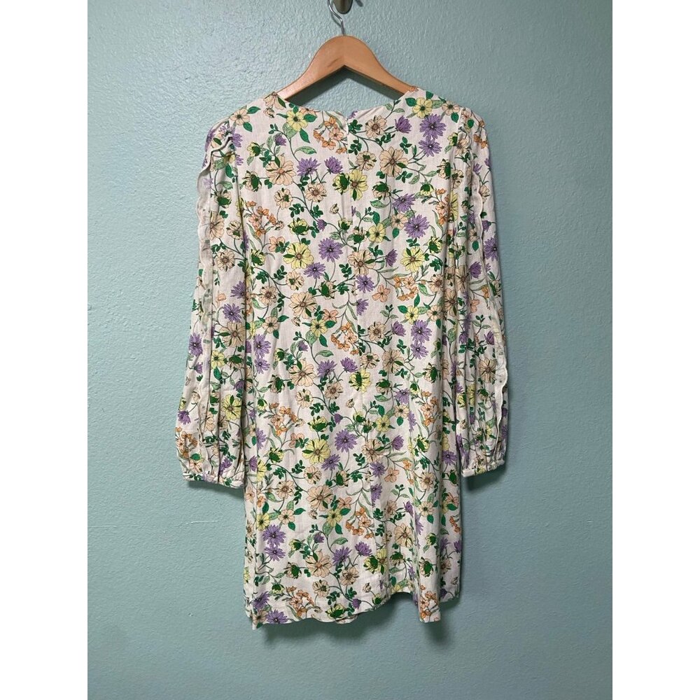 NWT Loft Women's Floral Linen Blend Long Sleeve Shift‎ Dress Size 14 - Picture 3 of 11